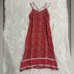 NWT Gap Red Sleeveless Floral Midi Dress